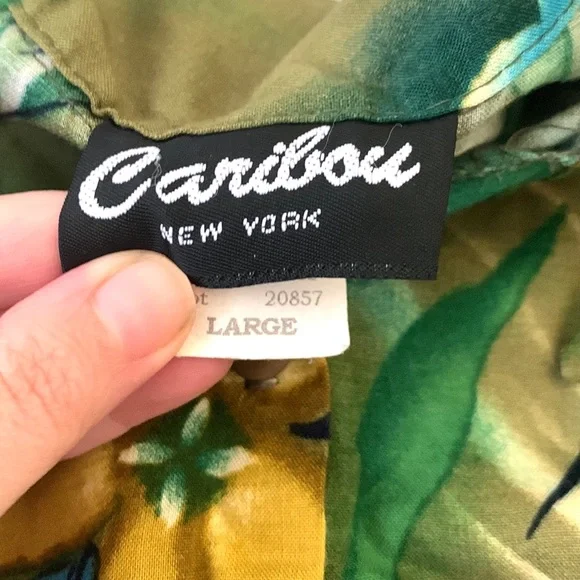 Women’s L/G Green Floral Plants Print Button Up Sleeveless Shirt Size Large - Picture 4 of 4